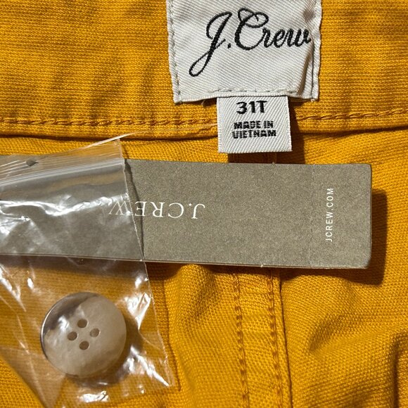 NWT J.CREW Tall Slim Wide Leg Yellow Bronzed Ochre Cropped Pants Size 31T - Picture 2 of 14